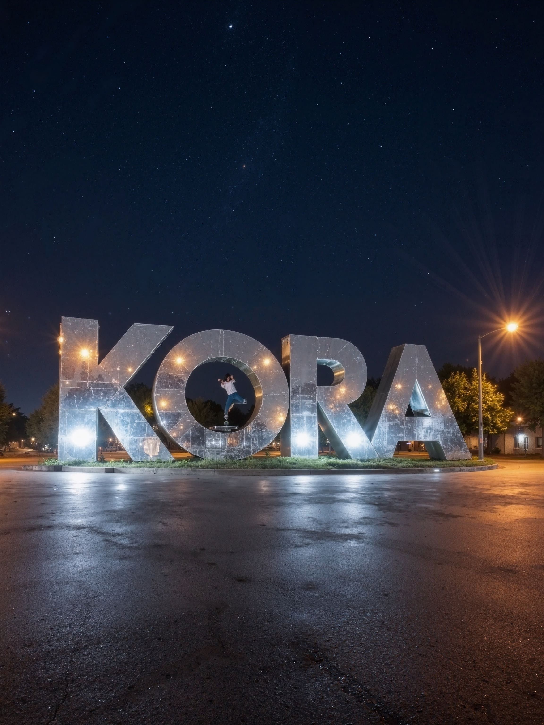 A surreal scene with a giant panda wearing a pink raincoat in a Tokyo shopping arcade, surrounded by broken neon signs and tree roots breaking through the floor.