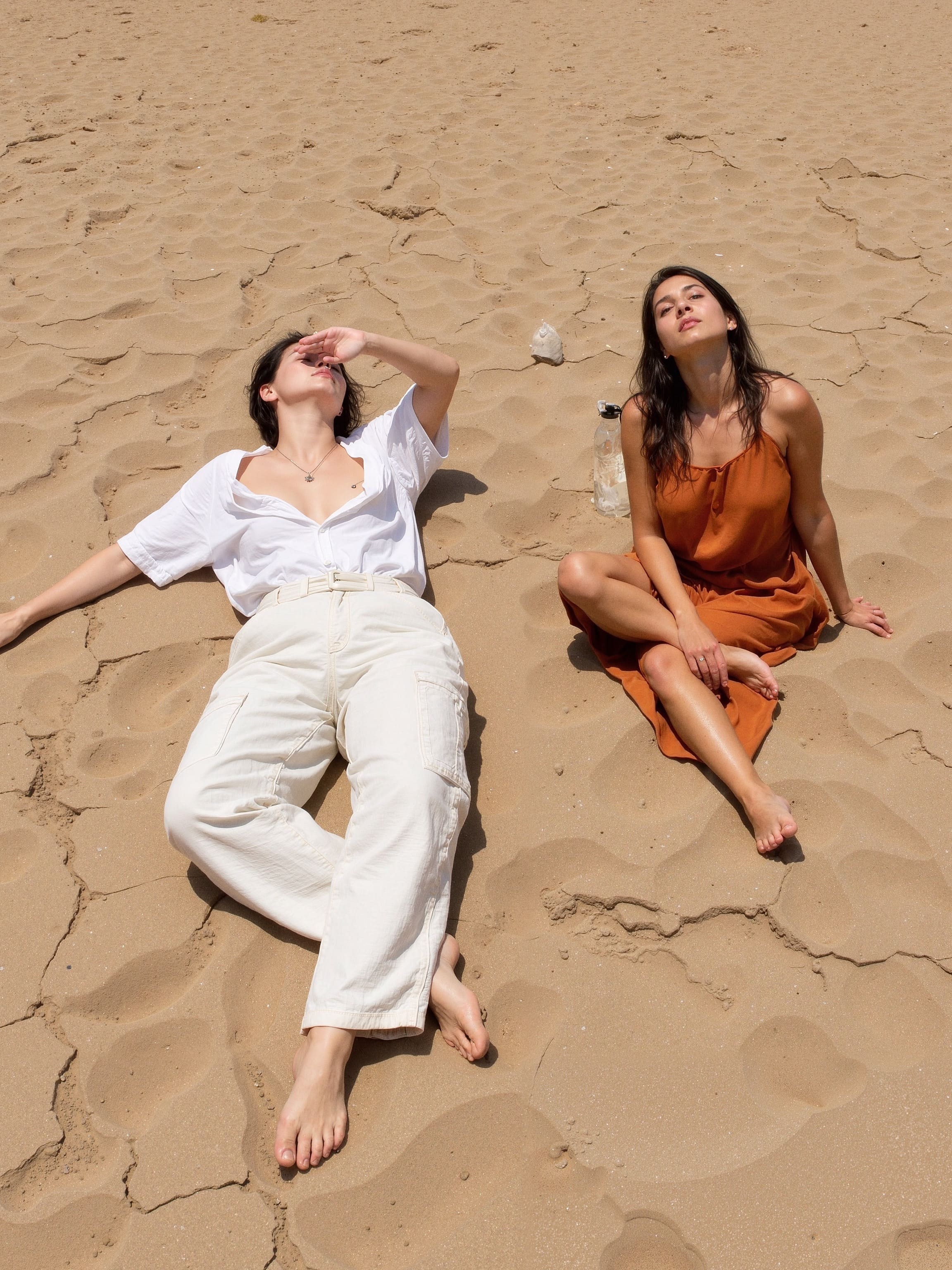 Rooftop helipad in Manhattan during a rainstorm, with a tiny 1950s wooden sailboat parked instead of a helicopter.